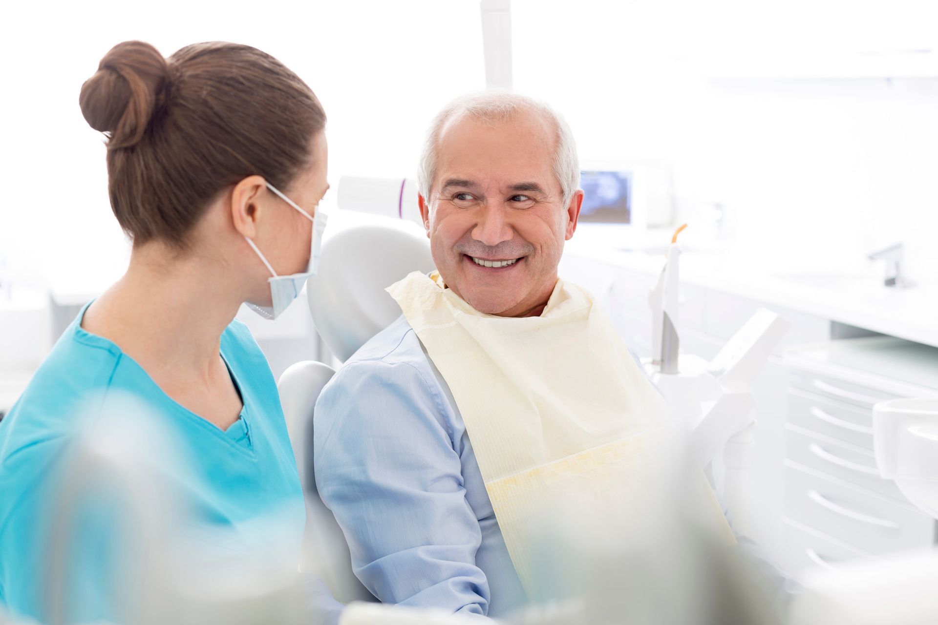 Emergency dentist with patient